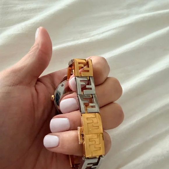 Fendi Two-Tone Gold and Silver Women's Bracelet Watch with White Dial - Picture 5 of 5